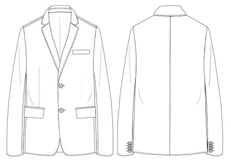 Blazer Technical Drawing Woman, Blazer Sketch Fashion Illustrations, Blazer Flat Drawing, Blazer Technical Drawing, Blazer Template, Blazer Flat Sketch, Jacket Technical Drawing, Blazer Sketch, Blazer Drawing