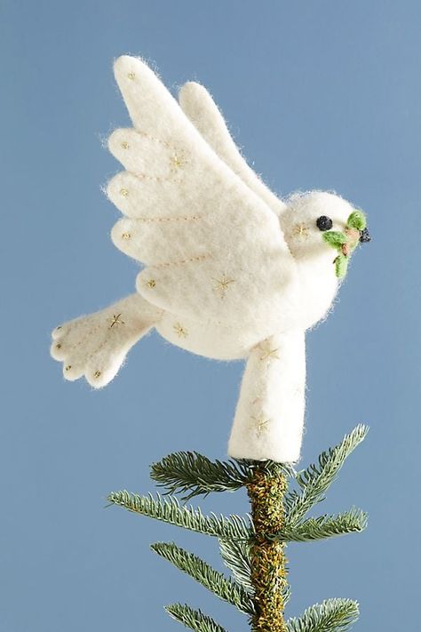 Diy Tree Topper, Anthropologie Christmas, Fruits Decoration, Vintage Tree Toppers, Unique Holiday Decor, Christmas Tree Topper, Bird Tree, Felt Christmas Ornaments, Tree Topper