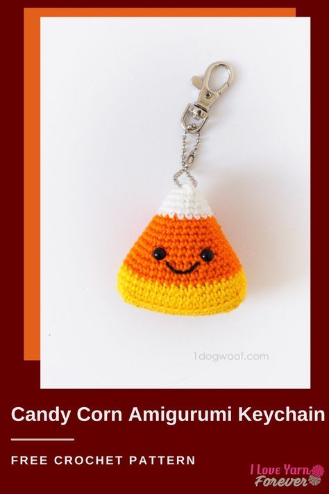 Get your Free Candy Corn Amigurumi Keychain Crochet Tutorial Here. 200+ Free Crochet and Knitting Patterns for Beginner to Expert. Candy Corn Keychain Crochet Pattern, Mini Candy Corn Crochet Pattern Free, Crochet Pumpkin Keychain, Crochet Halloween Keychain, Candy Corn Amigurumi, Corn Amigurumi, Halloween Knitting Patterns, Halloween Knitting, Crochet Candy