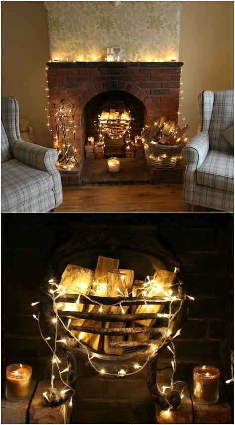 Empty Fireplace Ideas, Succulent Christmas, Christmas Lights Inside, Unused Fireplace, Board Mood, Diptyque Candles, Deco Christmas, Fake Fireplace, Candles Decor