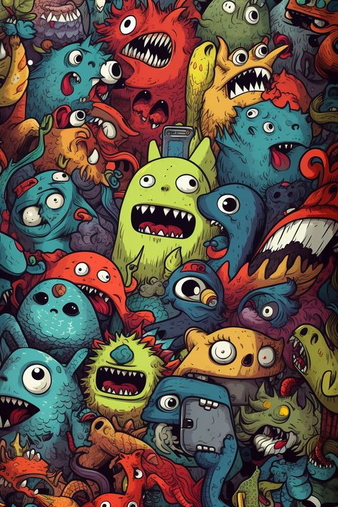 #wallpaper #background #oled #monsters #mashup #art #colors Click to get free wallpapers on my Zedge page! Monster Painting, Monster Wallpaper, 2d Platformer, Monster Wall, Doddle Art, Free Wallpaper Backgrounds, Phone Wallpaper Boho, Wallpaper Doodle, Glowing Art