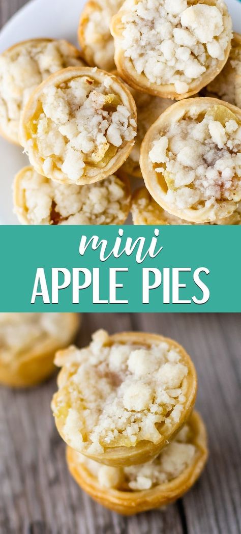 Bite Size Pies, Apple Pie Tarts, Mini Apple Pie, Favorite Pie Recipes, Mini Apple Pies, Apple Pies, Mini Tart, Cooked Apples, Small Desserts