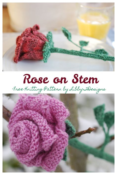 3D Rose Flower Free Knitting Patterns - Knitting Pattern Free Rose Knitting Pattern, Knitted Flowers Free Pattern Simple, Knitted Roses Free Pattern, Knit Rose Pattern, Free Knitting Patterns For Flowers, Free Flower Knitting Patterns, Flower Knitting Patterns Free, Rose Knitting Pattern, How To Knit A Flower