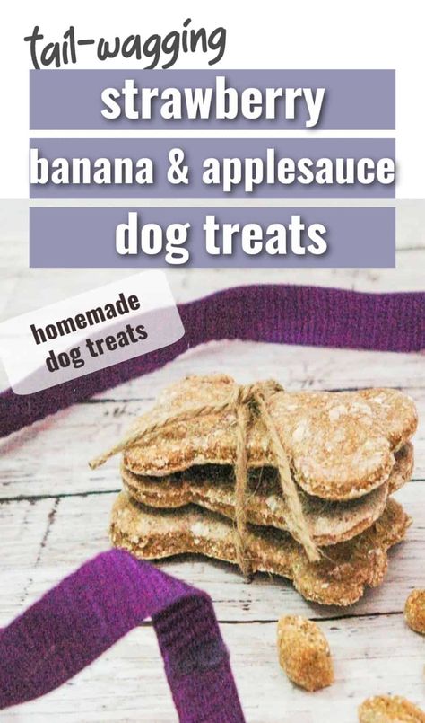 Made with healthy and all natural ingredients that dogs love! Easy to make dog treat recipe. #dog treats, Healthy Applesauce, Dog Homemade, Peanut Butter Dog Biscuits, Banana Baby Food, Dog Treat Recipe, Dog Treats Homemade Easy, Dog At Home, Frozen Dog Treats, Recipe Strawberry