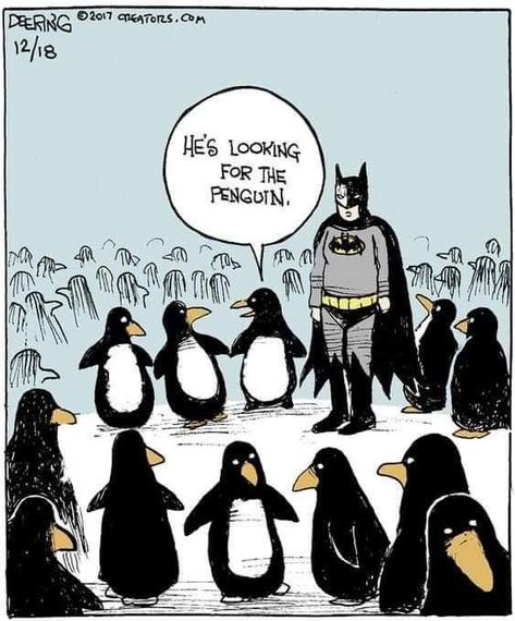 Penguin Batman, Batman Meme, Cartoon Strip, Penguin Christmas, Penguin Love, Art Jokes, Far Side, Good Morning Funny, Dc Memes