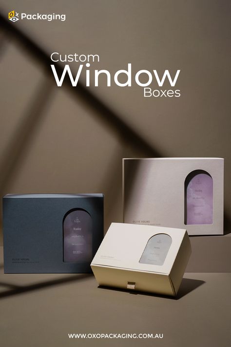 Custom Window Packaging Boxes Box With Window Packaging Design, Packaging With Window Design, Window Box Packaging Design, Modern Packaging Design Boxes, Window Box Packaging, Box Packaging Photography, Box With Window Packaging, Box Sleeve Design, Window Packaging Design