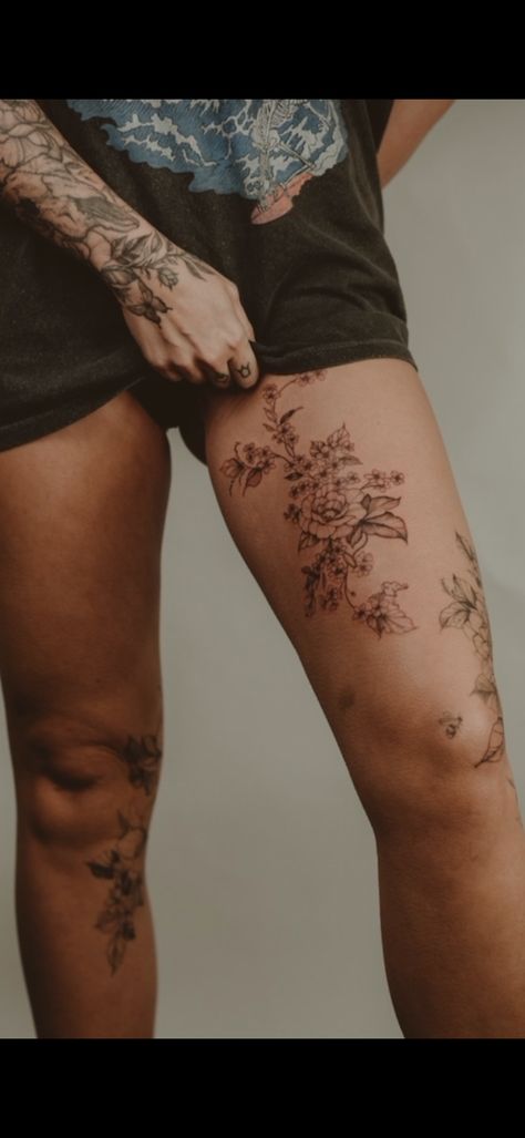 Vine Tattoo With Flowers, Tattoo With Flowers, Vine Tattoo, Vine Tattoos, Leg Sleeve, Leg Tattoo, Leg Sleeves, Elegant Tattoos, Tattoo S