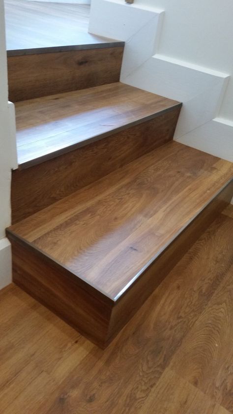 Karndean can even be fitted on stairs! Carport Landscaping, Flooring On Stairs, Stair Redo, Laminate Flooring On Stairs, Redo Stairs, Rustic Oak Flooring, Dining Extension, Kitchen Stairs, Vinyl Wood Flooring