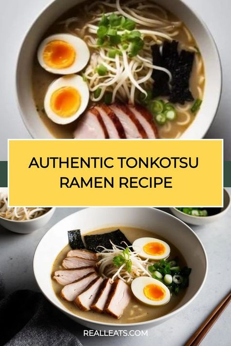 Master the art of Japanese Tonkotsu Ramen with our easy recipe featuring a creamy pork broth and fresh toppings. Tonkotsu Ramen Recipe, Best Ramen Recipe, Tonkotsu Broth, Ramen Toppings, Ramen Recipes Easy, Pork Ramen, Ramen Broth, Pork Broth, Tonkotsu Ramen