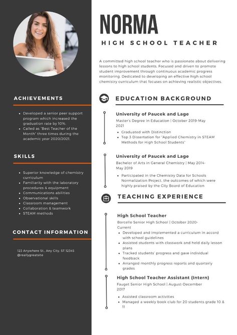 resume template for teachers Highschool Teacher, Resume Advice, Design Bundles Svg, High School Chemistry, Teacher Resume Template, Resume Writing Tips, Teaching Career, Progress Monitoring, Resume Builder