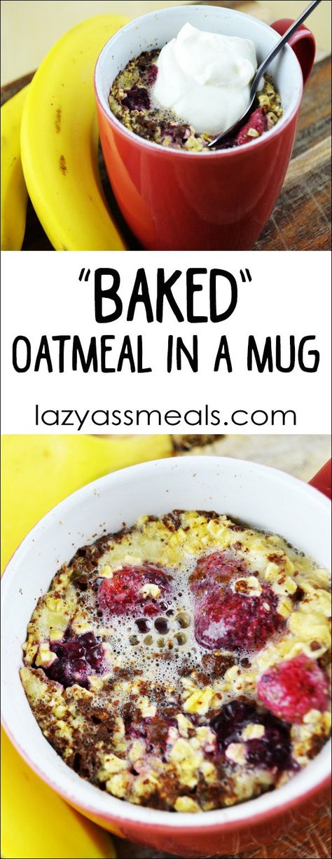 Oatmeal In A Mug, Breakfast In A Mug, Cooked Oatmeal, Microwave Oatmeal, Microwave Mug Recipes, Mug Recipe, Muffin In A Mug, Microwave Baking, Yummy Healthy Breakfast