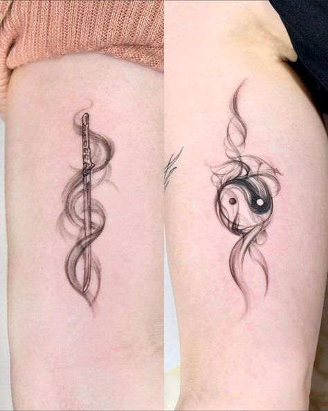 Dragon Tattoo Shoulder, Pisces Tattoo Designs, Yang Tattoo, Small Forearm Tattoos, Arm Band Tattoo, Tattoo Style Drawings, Classy Tattoos, Band Tattoo, Art Tattoos