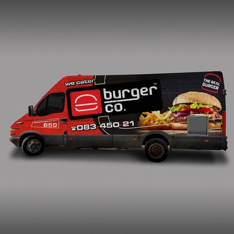 Burger co foodtruck | Car, truck or van wrap contest | 99designs Van Wrap Design, Carolina Pulled Pork, Real Burger, Wrapping Car, Burger Van, Australian Restaurant, Burger Design, Catering Van, Food Van