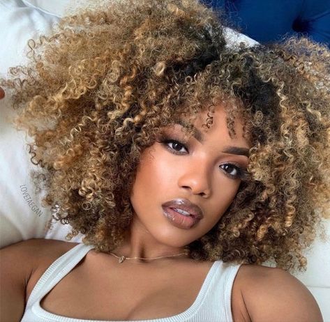 Blond Afro, Flips Hair, Curly Highlights, Photo Face, Instagram Face, Black Energy, Wigs Synthetic, Ombre Brown, Short Sassy Hair