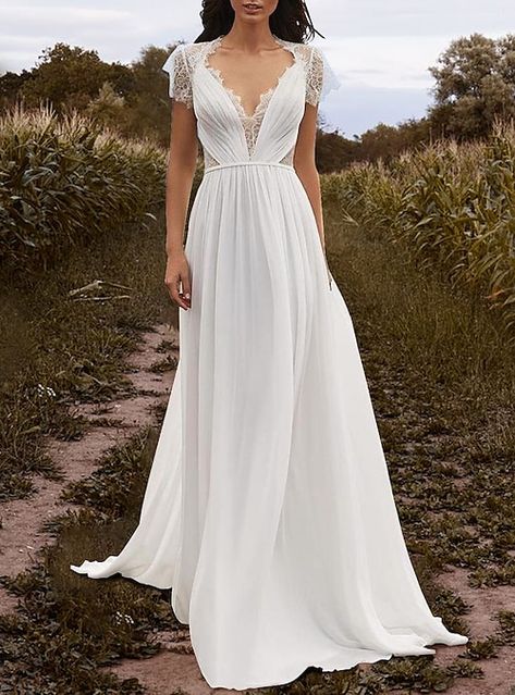 Open Back Wedding Dresses, Wedding Dresses A Line, Open Back Wedding, Cheap Wedding Dresses Online, Wedding Dress Store, Open Back Wedding Dress, Back Wedding Dress, Casual Wedding Dress, Casual Wedding