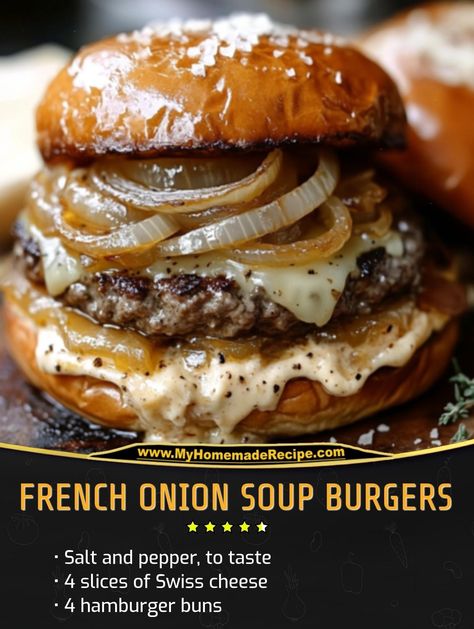 Onion Soup Burgers, Cajun Burger, French Onion Burger, Bbq Burger Recipes, Juicy Burger Recipe, Make Your Own Burger, Homemade Burger Recipe, Grilled Burger Recipes, Juicy Burger