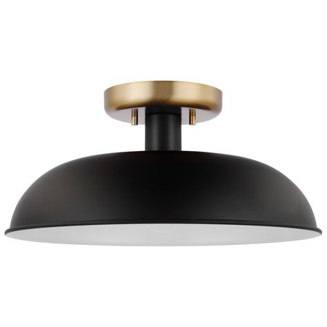 Exterior Ceiling Fans, The Colony, Burnished Brass, Entryway Hallway, Kitchen Entryway, Dome Lighting, Semi Flush Mount Lighting, Black And Brass, Semi Flush Mount