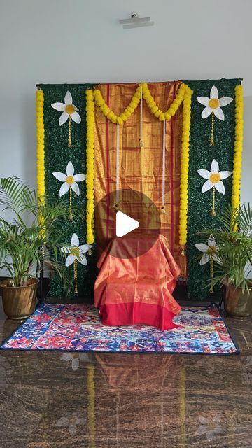 Pooja Backdrop Decoration Diy, Pooja Backdrop, Pooja Decoration, Backdrop Decor, Diy Backdrop, Backdrop Decorations, July 31, Diy Decor, On Instagram