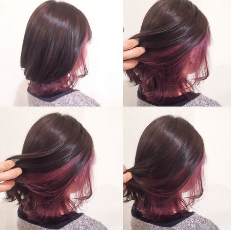 Hidden Hair Color, Peekaboo Hair Colors, Hair Color Asian, Hair Color Underneath, Peekaboo Hair, Hair Color Streaks, Hair Streaks, Short Hair Color, Hair Color And Cut