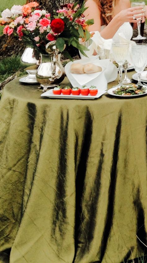 Olive Green Table Cloth Wedding, Olive Tablecloth Wedding, Green Tablecloth Wedding, Olive Green Table Cloth, Wedding Reception Green Tablecloths, Satin Tablecloth Wedding, Green Satin Tablecloth Wedding, Moss Tablecloth, Green Velvet Tablecloth