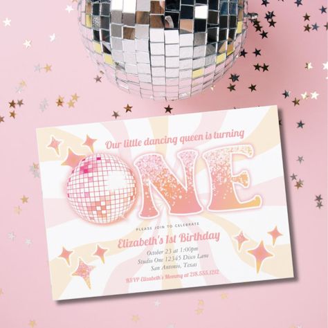 Disco Dancing, Disco Birthday Party, Disco Dance, Birthday Supplies, 1st Birthday Invitations, First Birthday Invitations, Disco Party, Birthday Design, Dancing Queen