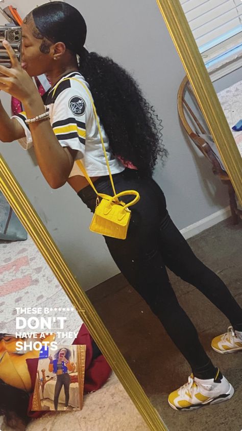 Yellow 6s Outfits, Jordan 12s Outfit Women, Bred 11s Outfit, 6s Outfit, Cute Lazy Outfits For School, Trendy Outfits Inspiration, Club Attire, Fly Fits, Fasion Outfits