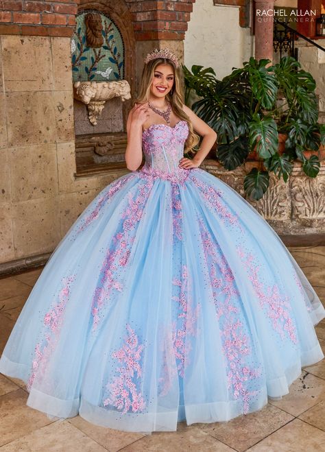 Color Celeste Pastel, Dama Dresses Quinceanera, 1500 Dresses, Mexican Quinceanera Dresses, Dama Dresses, Full Tulle Skirt, Military Ball Dresses, Color Celeste, Champagne Dress