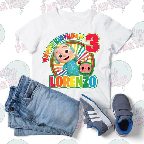 COCOMELON IRON ON TRANSFER IMAGE Send It, Image Transfer, Iron On Transfer, Boys Shirts, Boy Birthday, Birthday, T Shirt