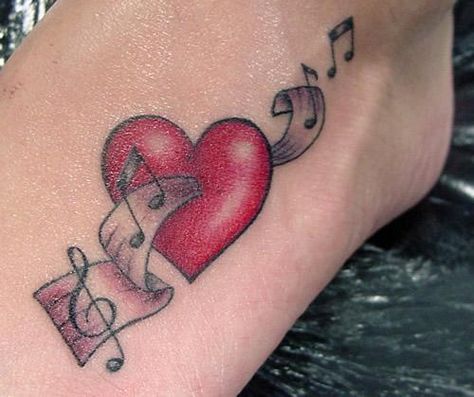 Heart Musical Tattoo Music Heart Tattoo, Love Music Tattoo, Sheet Music Tattoo, Music Symbol Tattoo, Music Tattoo Sleeves, Music Notes Tattoo, Music Symbol, Heart Music, Music Tattoo Designs