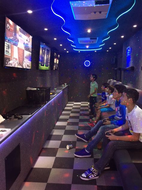 Best Party for any event. #Awesome #Miami #Games #Express. Small Arcade Business, Gaming Lounge Ideas, Game Arcade Design, Arcade Business Ideas, Gamenet Design, Gaming Lounge Design, Game Lounge Design, Game Center Design Ideas, Gaming Center Design