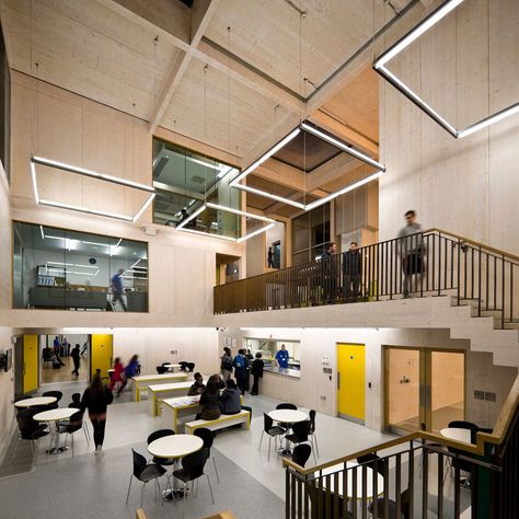 RCKa · The New Generation (TNG) Youth and Community Centre Lewisham · Divisare Youth Centre Architecture, Youth Center Architecture, Youth Center Design, Typographic Systems, Community Center Design, Community Space Design, Beautiful Office Decor, Office Decor Business, Atrium Design