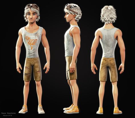 Male Character Model Sheet, Character Turnaround Male, Nazar Noschenko, Low Poly Character, Character Turnaround, Zbrush Character, Character Model Sheet, Cartoon 3d, Anatomy Poses