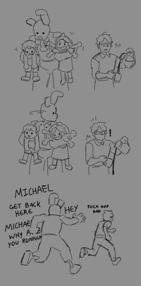 Fnaf Actor Au, Springtrap And Michael, Funny Fnaf, Drawing Series, Animatronic Fnaf, Michael Afton, Fnaf Sb, Fnaf Comics, Afton Family