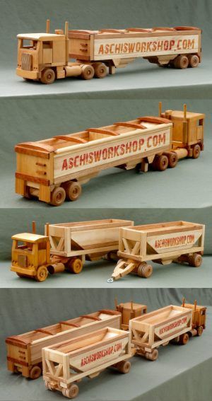 wooden toy and model truck plans | Wooden Toy & Model Plans Wooden Toy Trucks, Wooden Plane, Wood Toys Plans, Wooden Truck, Wooden Toys Plans, Model Trucks, Woodworking Toys, Wooden Car, Learn Woodworking