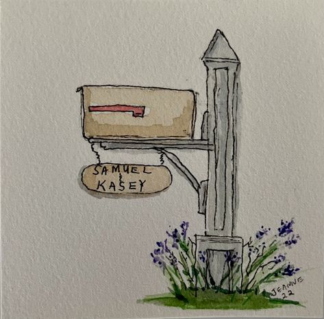 Mailbox Doodle, Mail Box Drawing, Mailbox Tattoo, Mailbox Drawing, Mailbox Clipart, Mailbox Art, Cottage Drawing, Painting Practice, Reference Pics