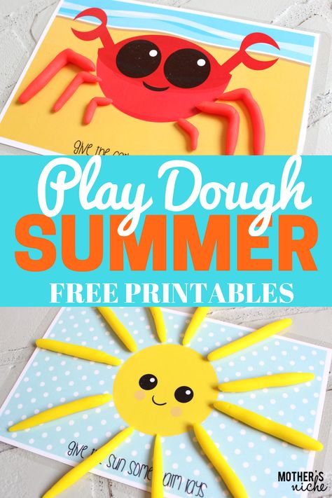 Play Dough Mats are an awesome play activity for kids and helps with both fine motor skills and imagination. Try these summer themed play dough mats. | Mother's Niche 100 Days Of Summer, Play Dough Mats, Dough Mats, Play Activity, Playdough Activities, Summer Play, Playdough Mats, Quiet Activities, Printables For Kids