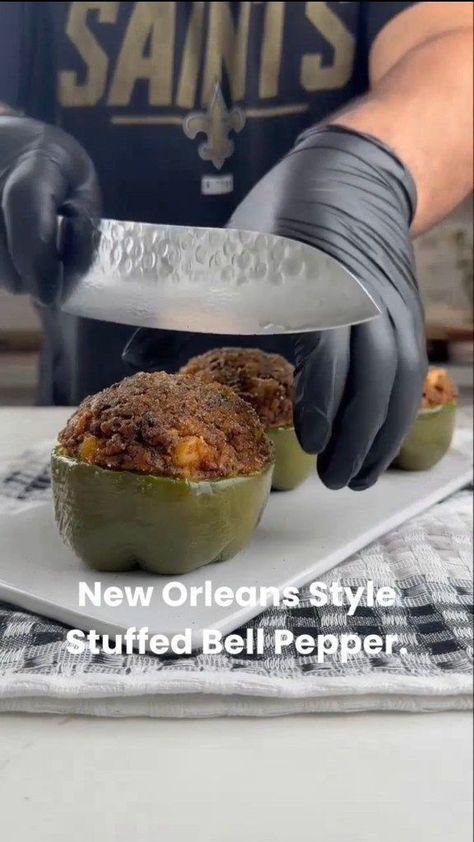 New Orleans Stuffed Bell Peppers Shrimp, Louisiana Stuffed Bell Peppers, Stuffed Bell Peppers New Orleans Style, Cajun Stuffed Bell Peppers, New Orleans Stuffed Bell Peppers, Bell Pepper Recipes Stuffed, Seafood Stuffed Bell Peppers, Stuffed Bell Pepper, Seafood Mac And Cheese