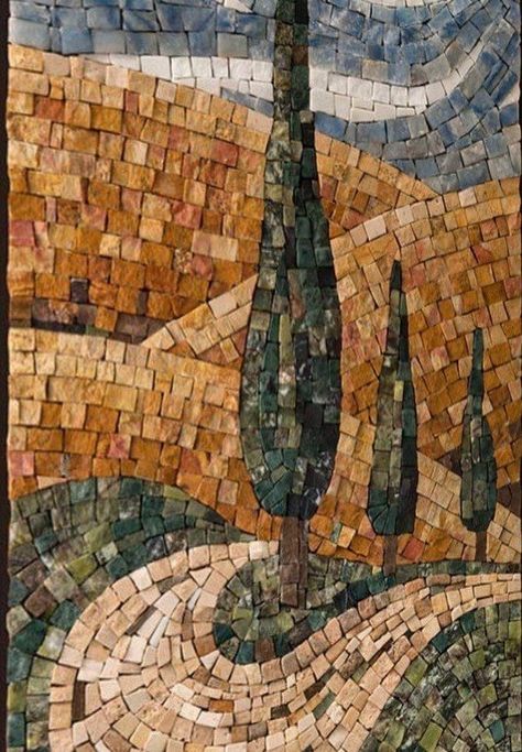 Mosaics Ideas, Mosaic Landscape, Garden Mosaics, Landscape Mosaic, Mosaic Art Diy, Mosaic Garden Art, Landscape Quilt, Mosaic Tile Art, Mosaic Madness