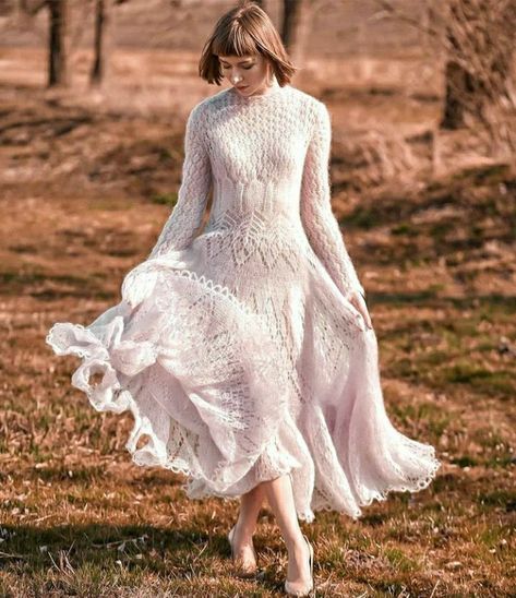 Wedding Dress Knitting Pattern, Knit Wedding Dress, Knitted Wedding Dress, Elegant Crochet Dress With Pointelle Knit, Hand Knit Wedding Dress, Knitting Pattern Wedding Dress, White Long Sleeve Crochet Knit Dress, Knit Lace Dress, Winter Knitwear