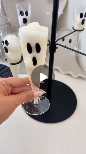 bren | home, holidays & lifestyle | Dallas tx on Instagram: "SPOOKY GHOST PUNCH! 🥂👻 

Comment “CHEERS” below to receive a DM with the link to shop this post ⬇ https://liketk.it/4SJLB 

This ghostly punch is super simple to make and adds a fun touch to your party drinks. 🍋🎃 Just lemon sorbet and champagne (or use Sprite or sparkling soda for a non-alcoholic version), and my DIY ghost flutes make it extra spooky! 🖤🕸 

#halloween #spookyseason #halloweendiy #halloweenideas #halloweeninspo #halloween2024 #halloweenparty #halloweendrinks #halloweendrink 

Ghostly champagne punch, halloween diy, Halloween inspo, Halloween party, Halloween ideas, halloween drink, Halloween drinks" Spooky Drinks For Halloween, Boo Brunch Ideas, Halloween Champagne Drinks, Halloween Mocktails Non Alcoholic, Boo Brunch, Halloween Drinks Nonalcoholic, Punch Halloween, Halloween Brunch, Diy Ghost