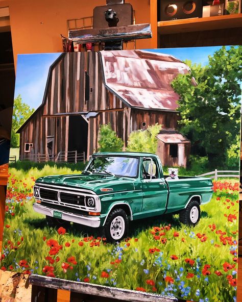 A recent commission painting for a client! Oil on Canvas #trucksdaily #fordtrucks #oilpaintings #commissionartist 80s Chevy Truck, Truck Painting, C10 Chevy Truck, Simple Painting, Truck Paint, Commission Painting, Dump Trucks, Chevy Truck, Ford Trucks