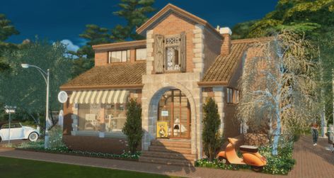 Country Vet Clinic Sims 4 Vet Clinic, Playhouse With Slide, Dog Spa, Vet Clinic, Sims 4 House Design, Small Farmhouse, Pet Clinic, Vet Clinics, Bay House