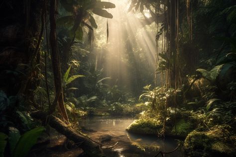 Tropical Jungle Photography, Tropical Rainforest Aesthetic, Magical Rainforest, Cinematic Forest, Enchanted Rainforest, Rainforest Painting, Enchanted Jungle, Behance Photography, Magic Jungle