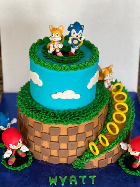 Diy Sonic Birthday Cake, Knuckles Birthday Cake, Sonic And Knuckles Cake, Sonic And Tails Cake, Sonic The Hedgehog Birthday Party Cake, Sonic Theme Cake, Sonic Cupcakes, Sonic The Hedgehog Birthday Cake, Sonic Birthday Cake