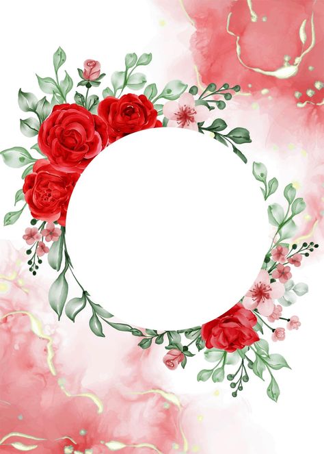 Free Vector | Freedom rose red flower frame background with white space circle Flowers Bouquet Drawing, Flower Frame Background, Red Roses Background, Bouquet Drawing, Tattoos Flowers, Flowers Tattoos, Gold Circle Frames, Wallpaper Rosa, Photo Rose