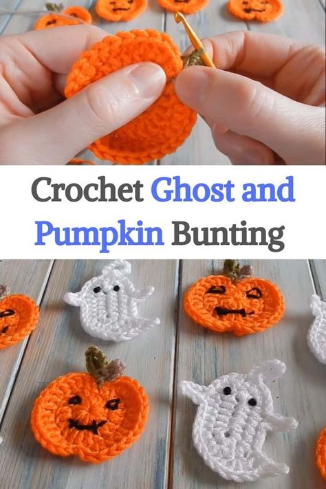 Crochet Pumpkin Hair Clip, Crochet Ghost Motif, Crochet Flat Pumpkin Free Pattern, Ghost Applique Crochet, Flat Pumpkin Crochet Pattern, Halloween Apliques Crochet, Flat Ghost Crochet Pattern, Crochet Flat Pumpkin, Ghost Applique Pattern