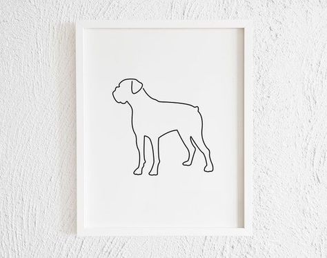 Boxer dog Boxer Dog Drawing, Doodle Wall, Boxer Dogs Art, Doodle Print, Picture Gallery Wall, Silhouette Illustration, Dog Decor, Dog Drawing, Boxer Dogs