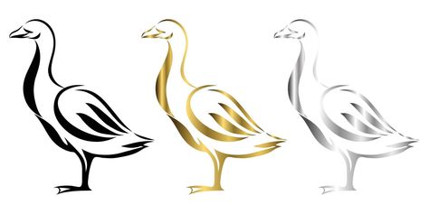 Vector Line Art Illustration logo of a goose It is standing there are three color black gold and silver Goose Logo, Vector Line Art, Line Art Illustration, Vector Line, Illustration Logo, Vector Free Download, Font Bundles, Three Color, Vector Photo