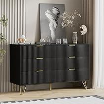 White And Gold Dresser, Dresser In Closet, Black Dresser, Drawer Bedroom, Modern Chests, Gold Dresser, Modern Chest Of Drawers, Black Dressers, Dresser For Bedroom