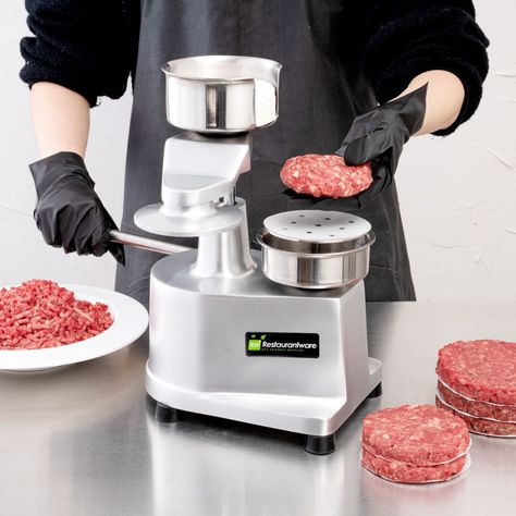 Handmade Burgers Patties, Grinding Your Own Hamburger Meat, Burger Smasher Tool, Handmade Hamburger Patties, Cooking Equipment Kitchen Tools, Restaurant Kitchen Equipment, National Burger Day, Chicken Items, Outdoor Camping Kitchen